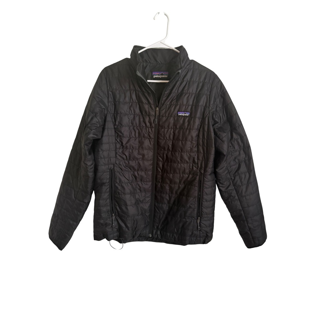 Patagonia Nano Puff Jacket Womens Large Black Full Zip Quilted Insulated Puffer